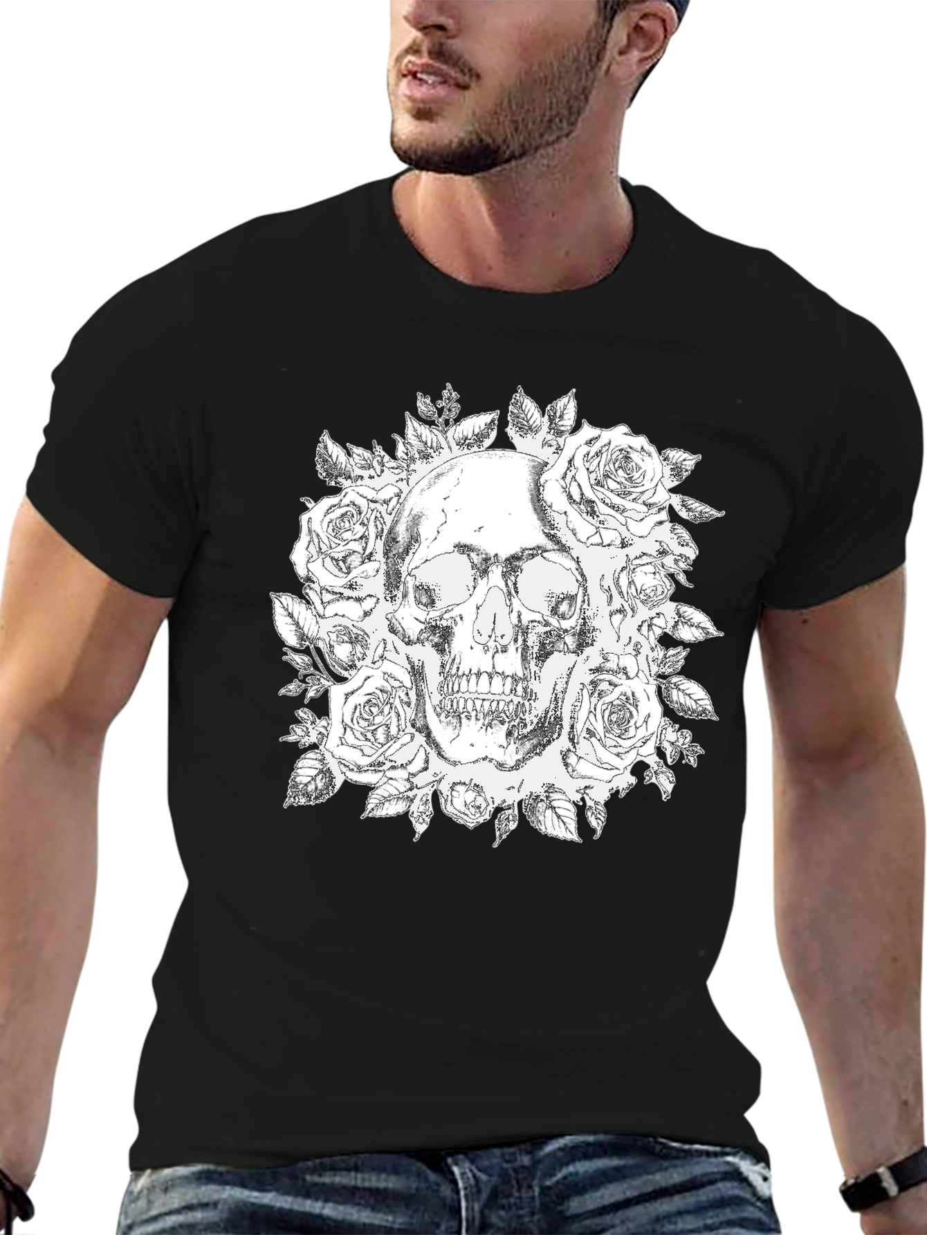 Skull & Roses Graphic Tee - Gothic Style