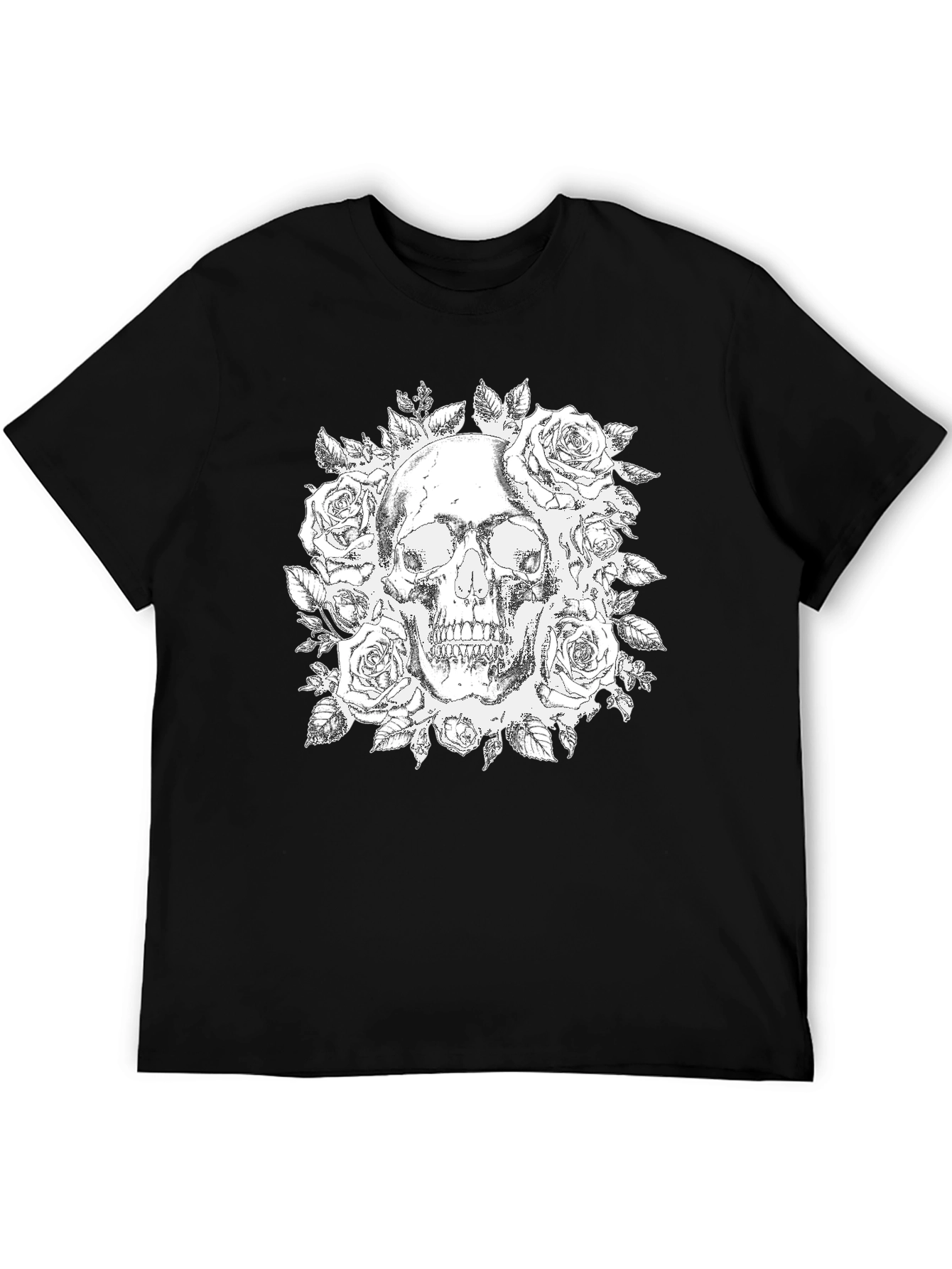 Skull & Roses Graphic Tee - Gothic Style
