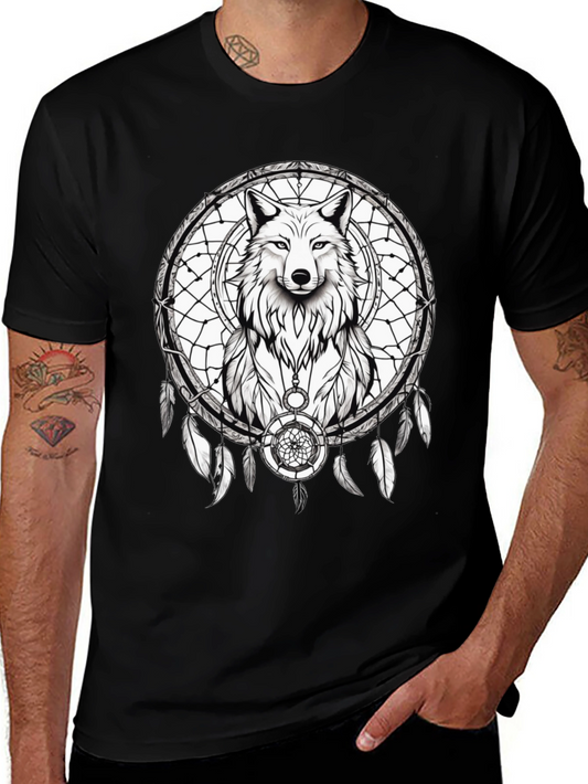 Wolf Dreamcatcher Graphic Tee - Black