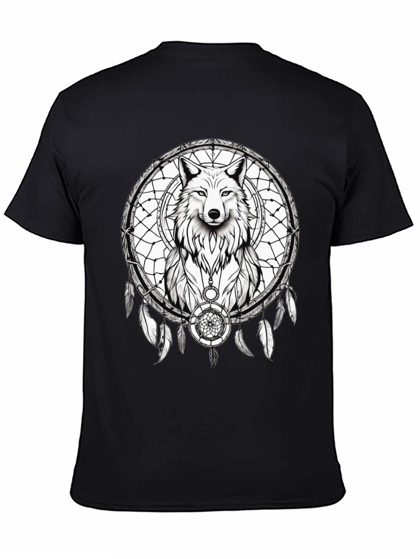 Wolf Dreamcatcher Graphic Tee - Black