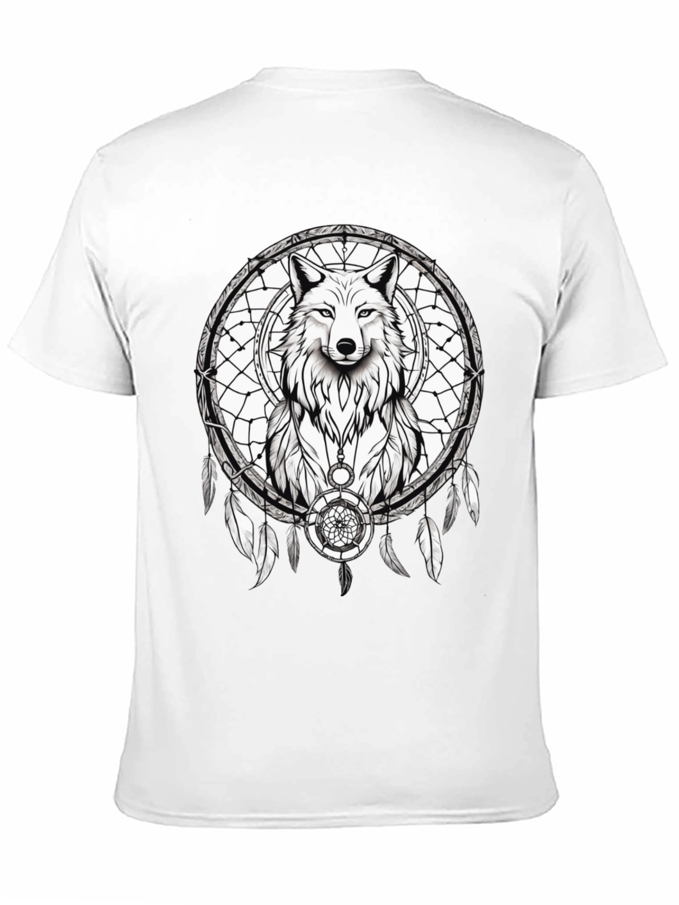 Wolf Dreamcatcher Graphic Tee - Black