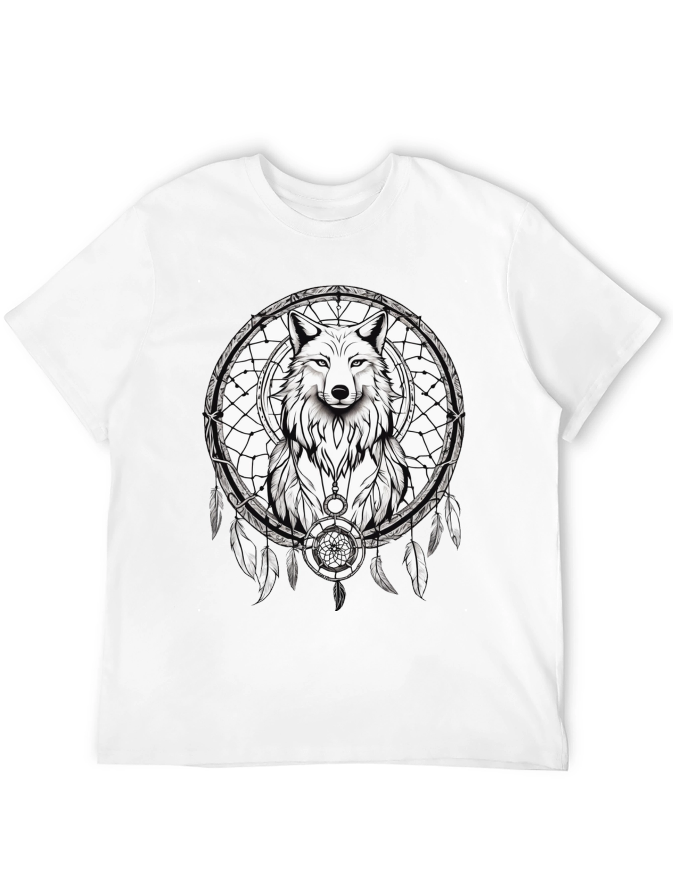 Wolf Dreamcatcher Graphic Tee - Black