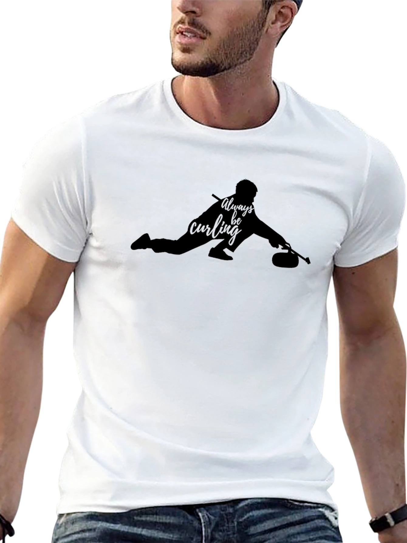 Always Be Curling T-Shirt - Black Graphic Tee