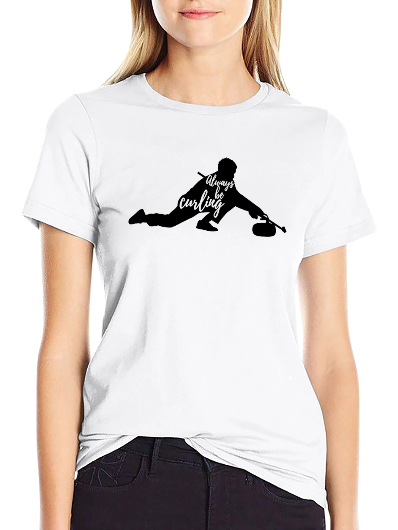 Always Be Curling T-Shirt - Black Graphic Tee