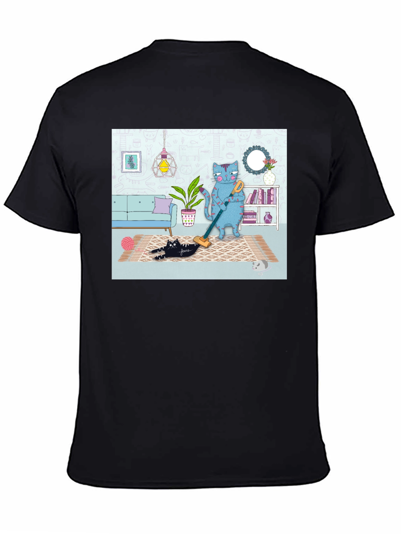 Cat Vacuuming T-Shirt - Funny Cat Design