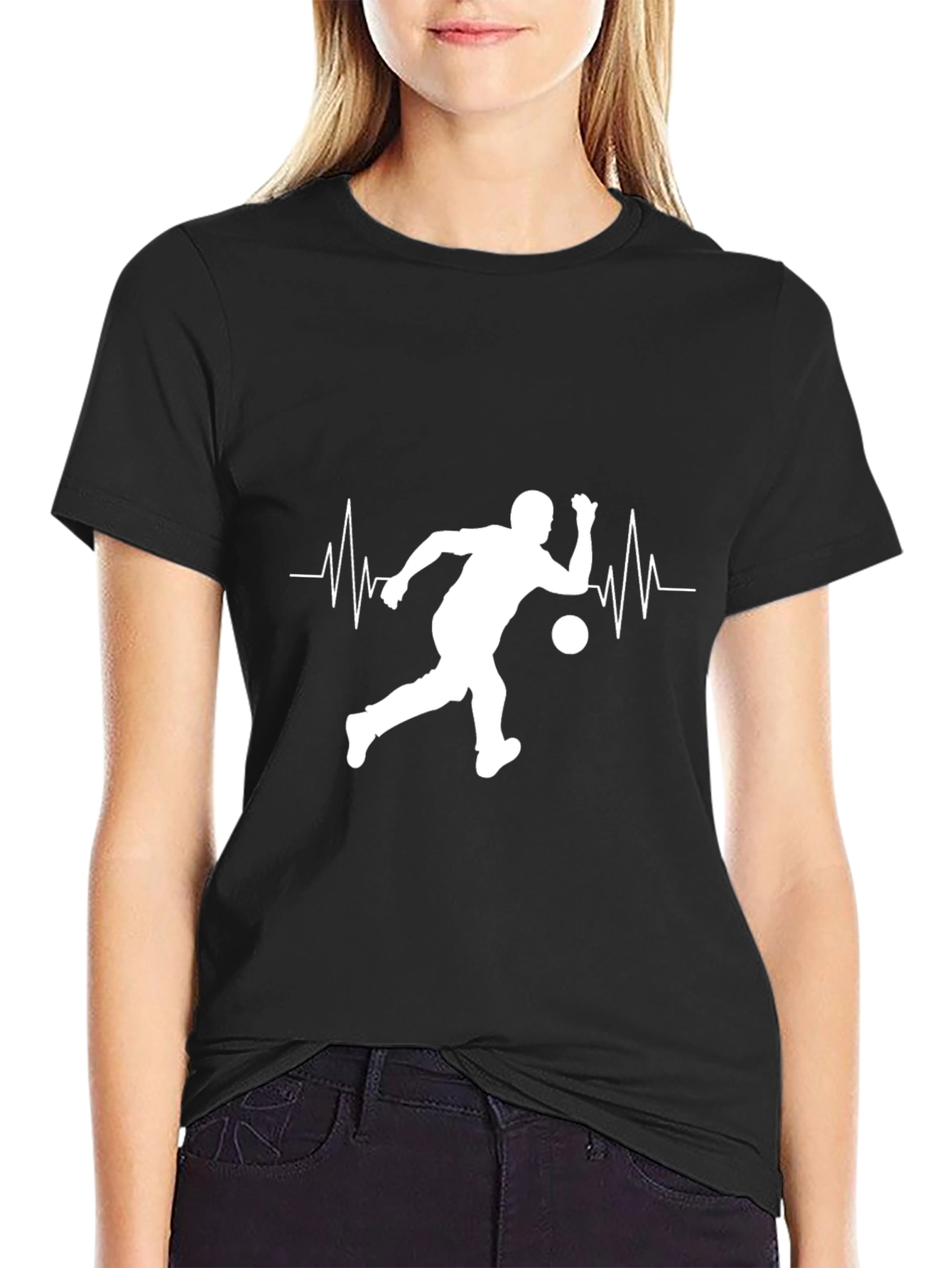 Bowling Heartbeat Graphic Tee - Black Cotton Shirt