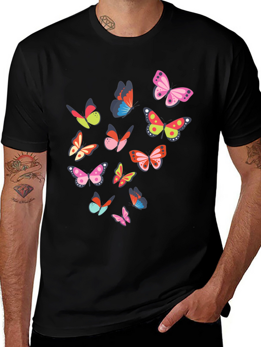 Butterfly Print Black T-Shirt