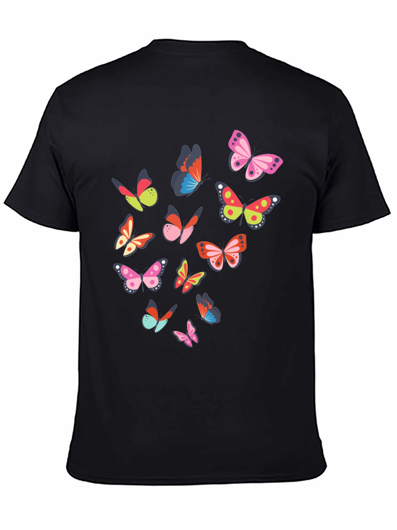 Butterfly Print Black T-Shirt