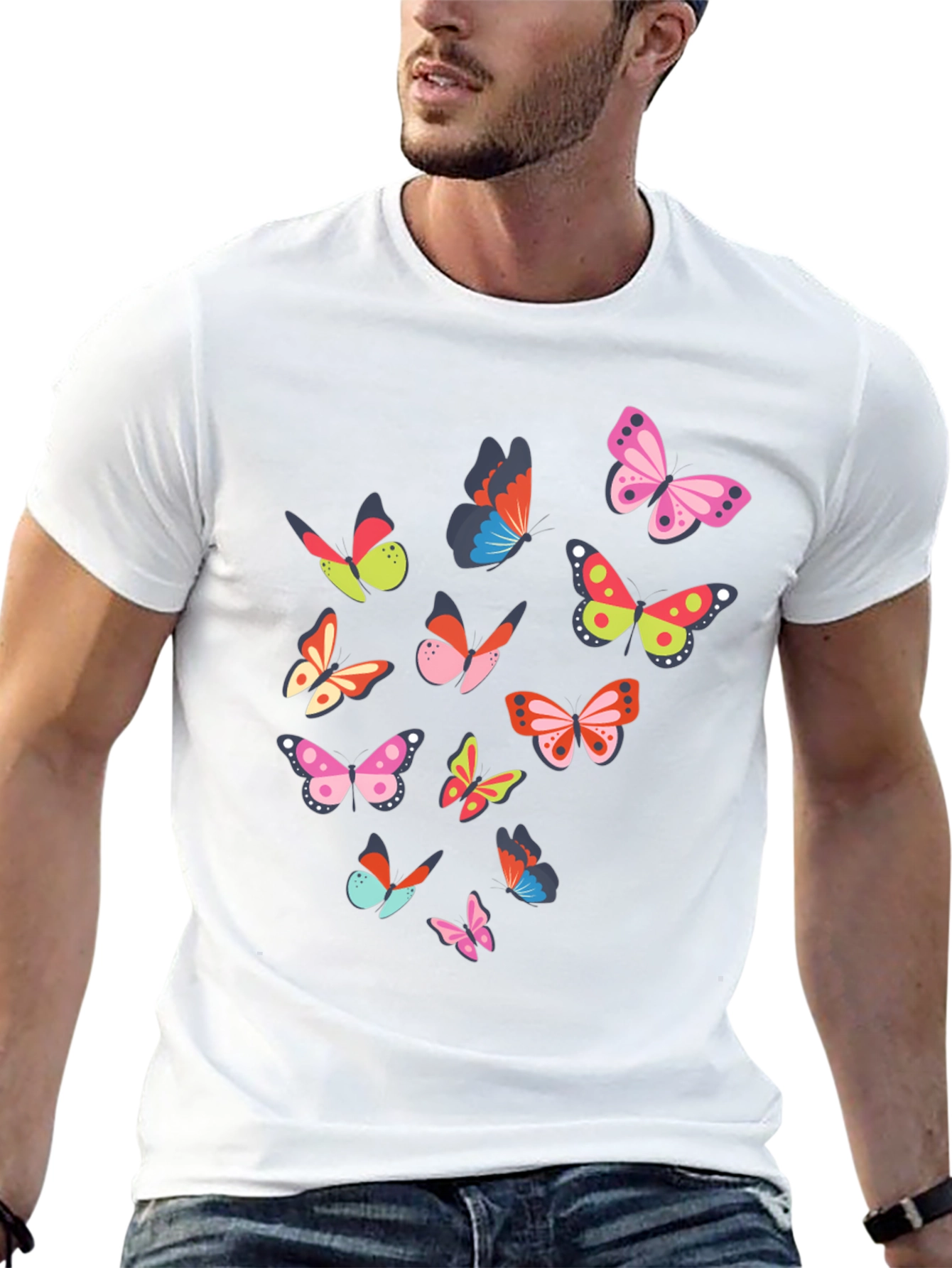 Butterfly Print Black T-Shirt