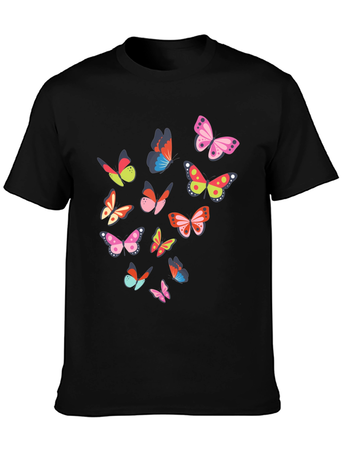 Butterfly Print Black T-Shirt
