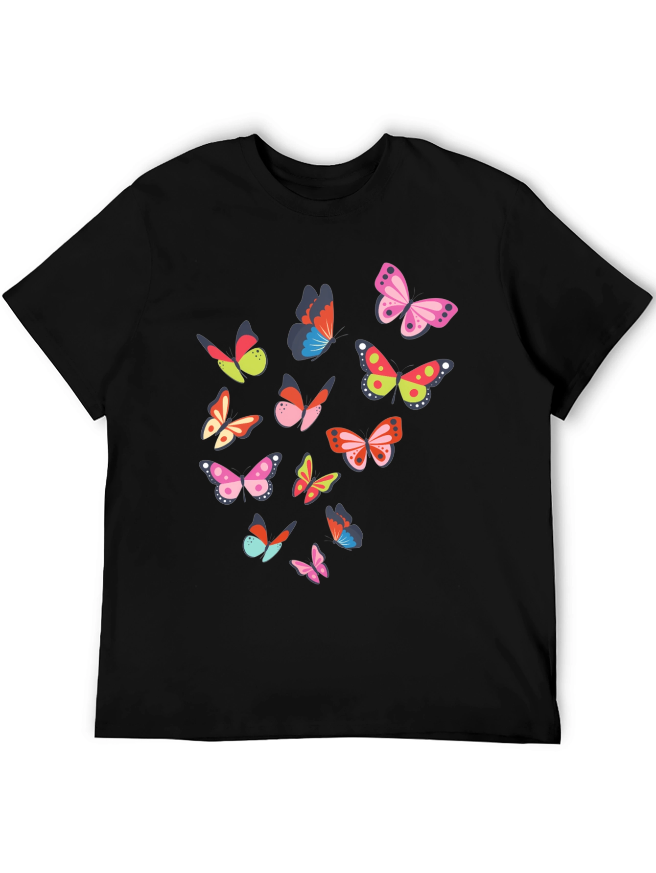 Butterfly Print Black T-Shirt