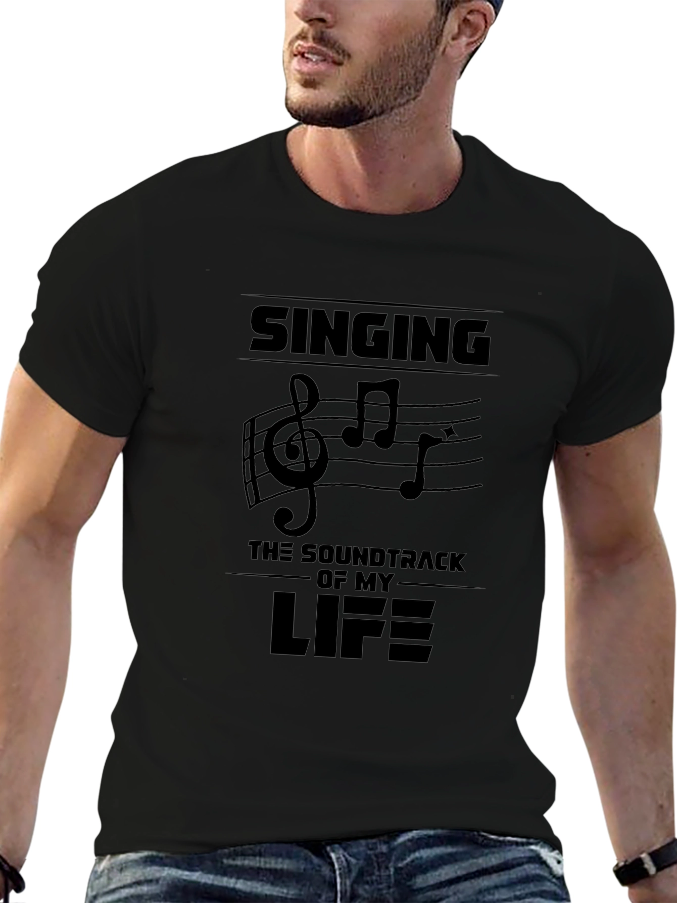 Singing Soundtrack of My Life Black T-Shirt