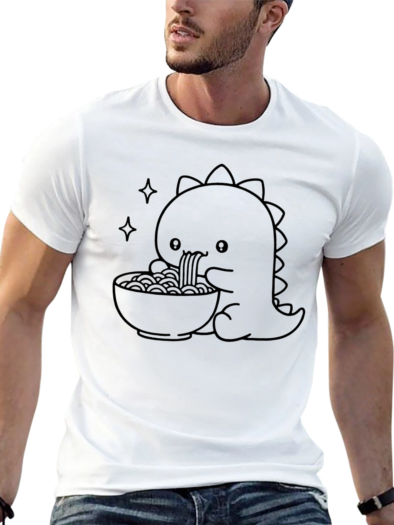 Dino Ramen T-Shirt - Cute Cartoon Style