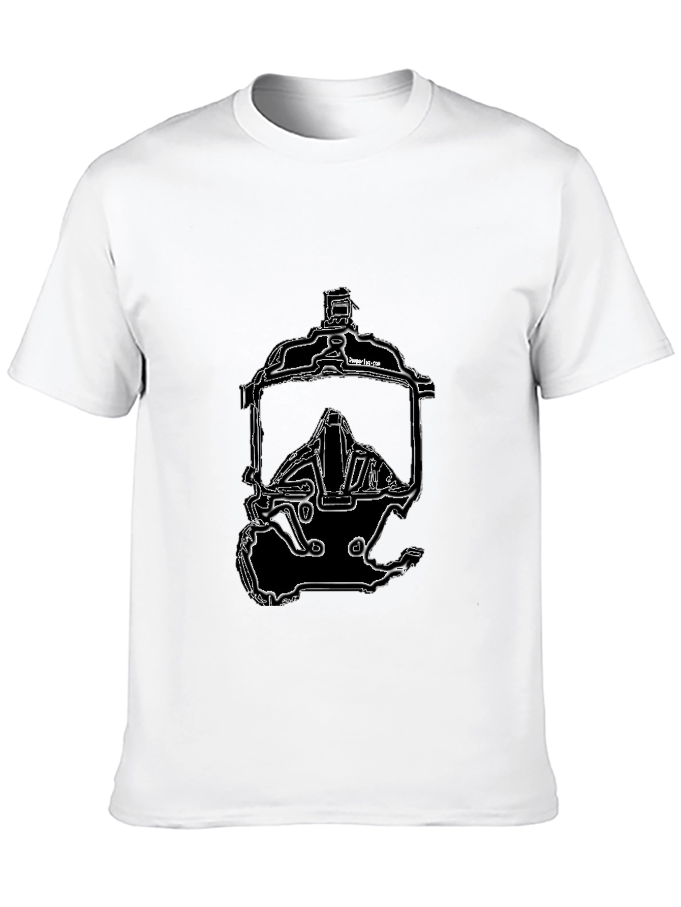 Black T-Shirt with Gas Mask Graphic Print