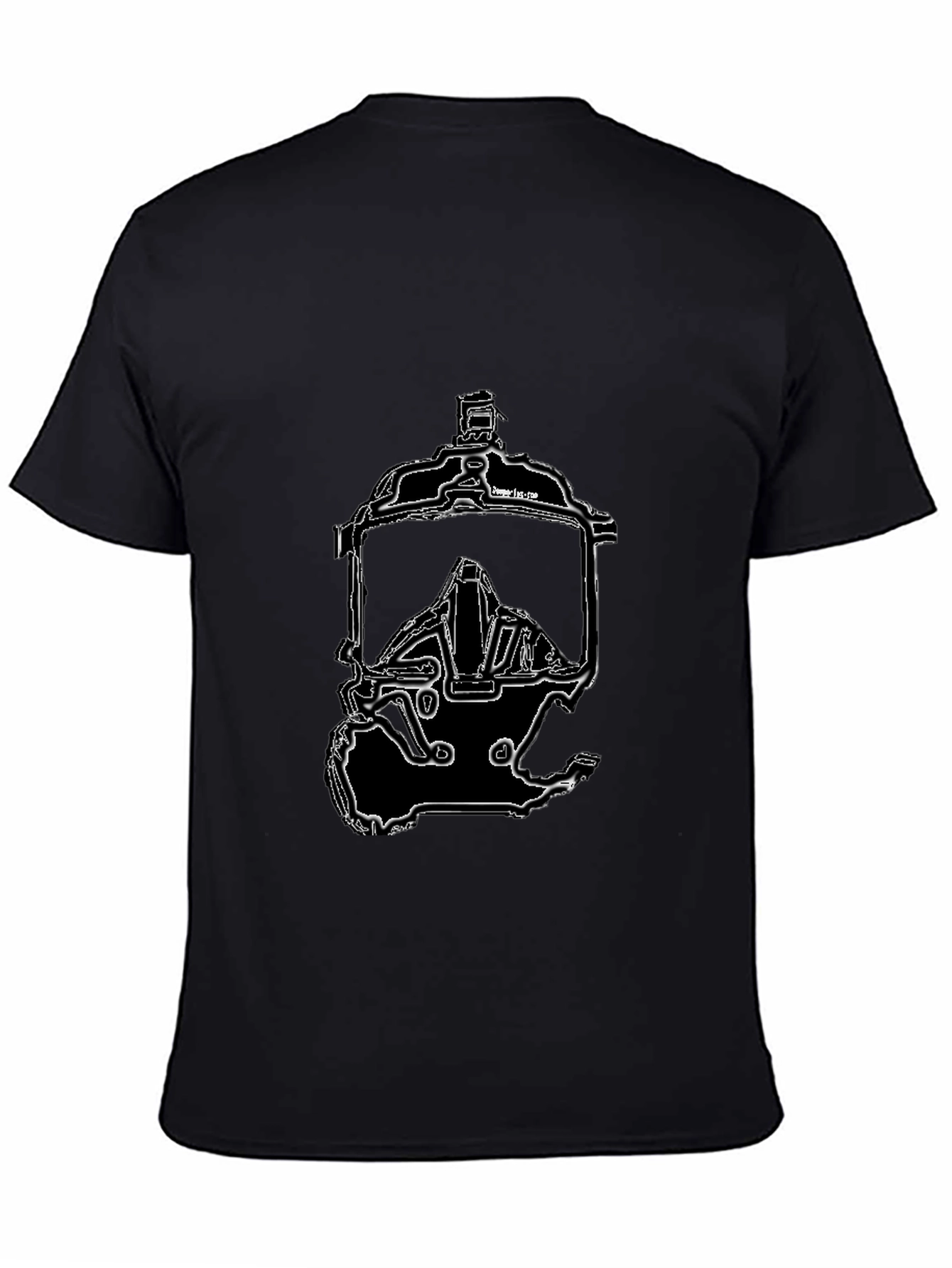 Black T-Shirt with Gas Mask Graphic Print