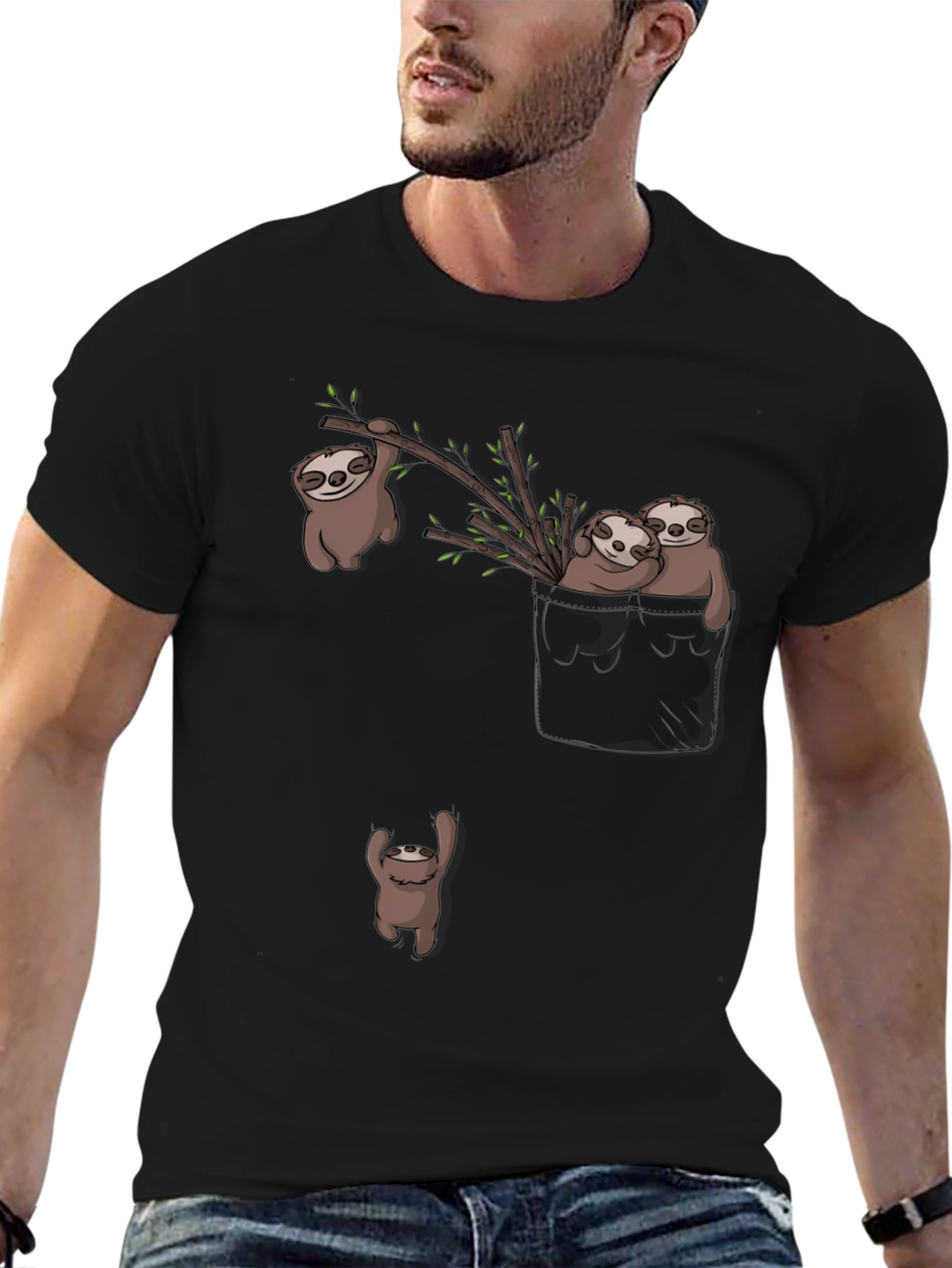 Sloth Pocket T-Shirt: Cute & Funny
