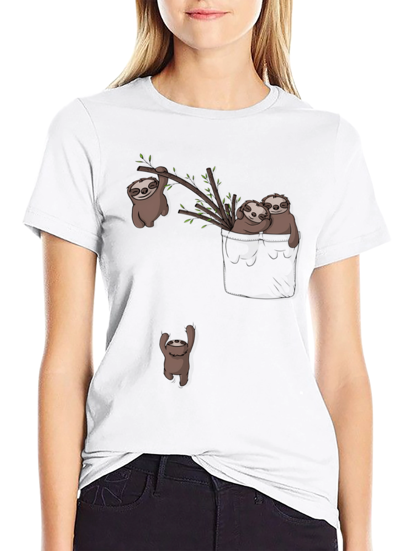 Sloth Pocket T-Shirt: Cute & Funny