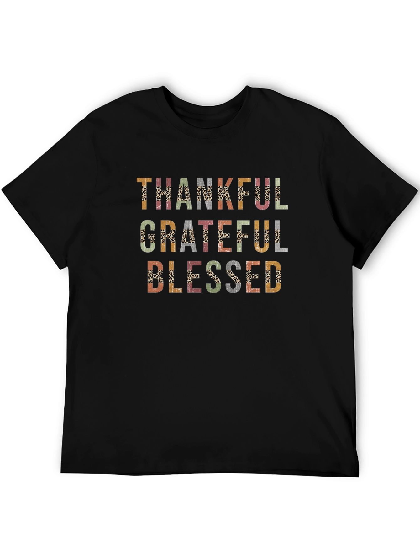 Thankful Grateful Blessed Leopard Print T-Shirt
