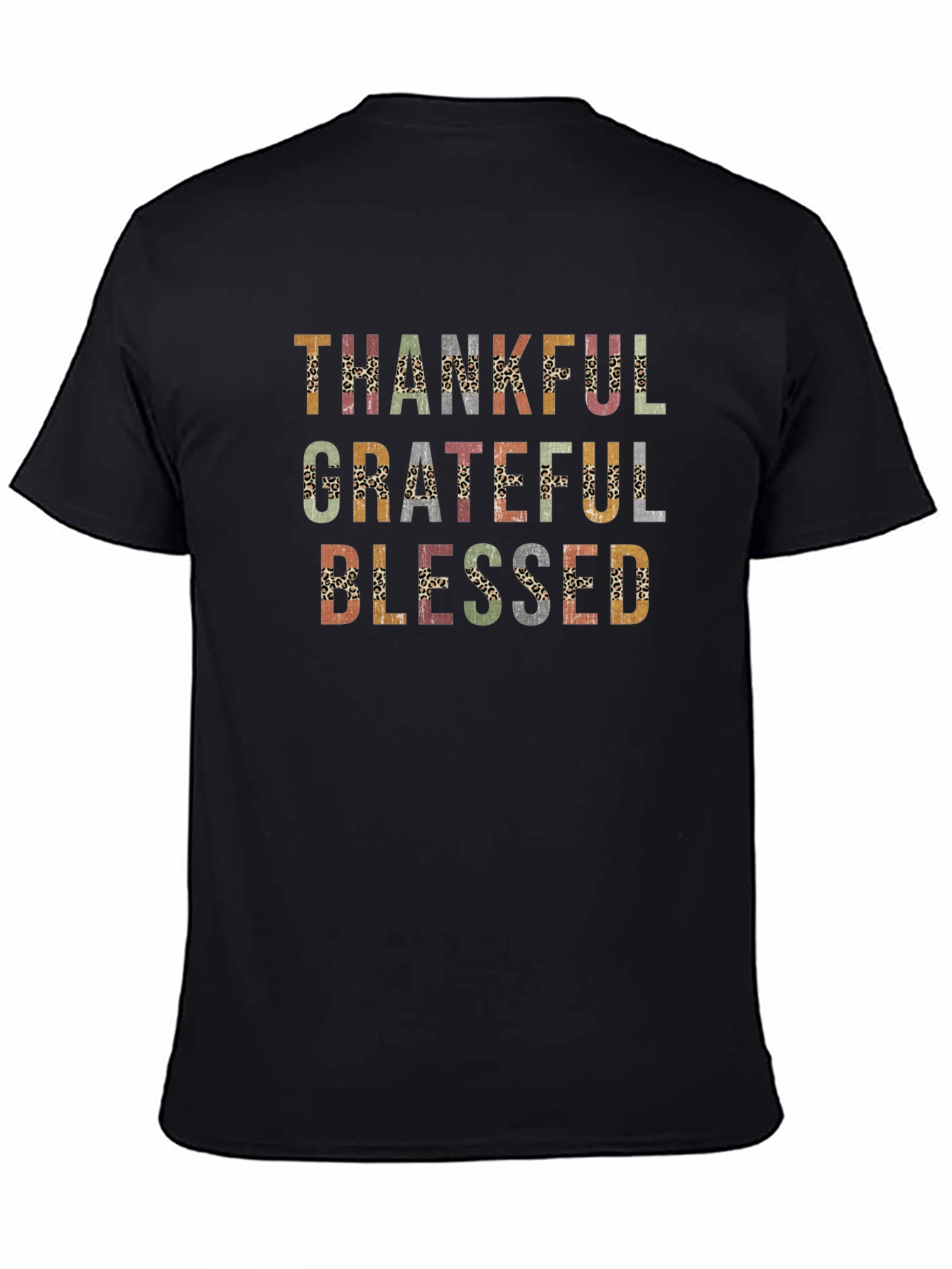 Thankful Grateful Blessed Leopard Print T-Shirt
