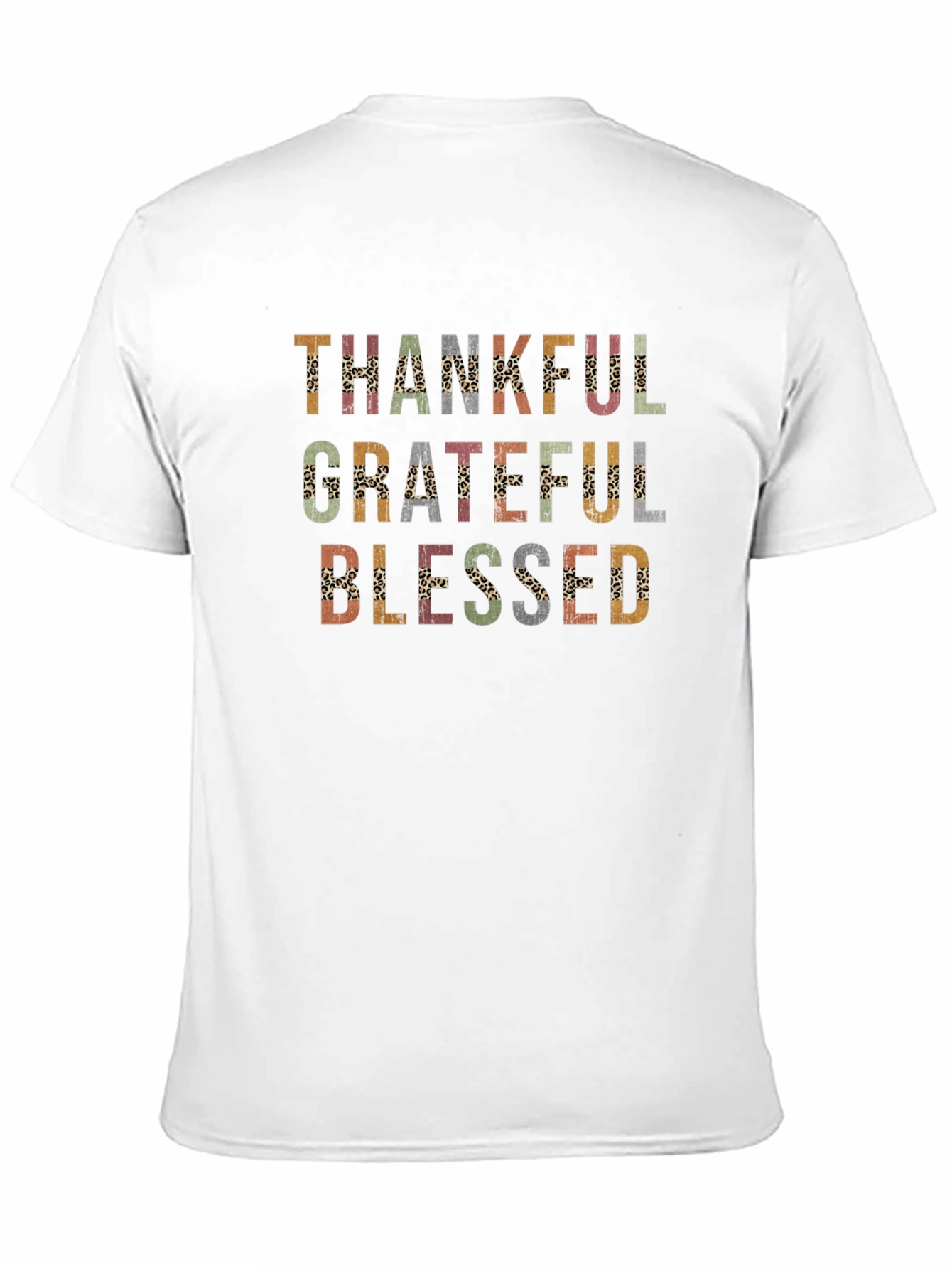 Thankful Grateful Blessed Leopard Print T-Shirt