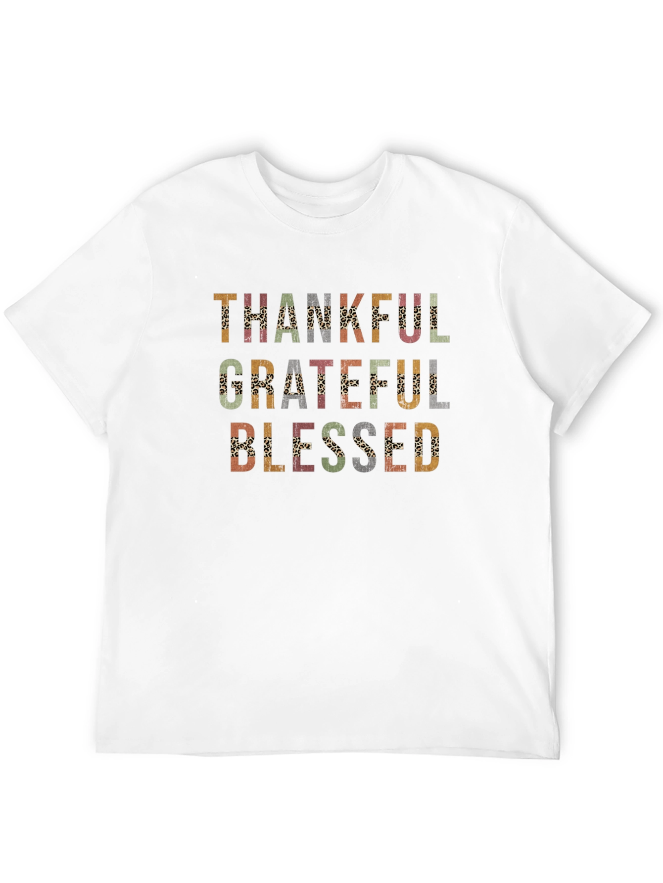 Thankful Grateful Blessed Leopard Print T-Shirt