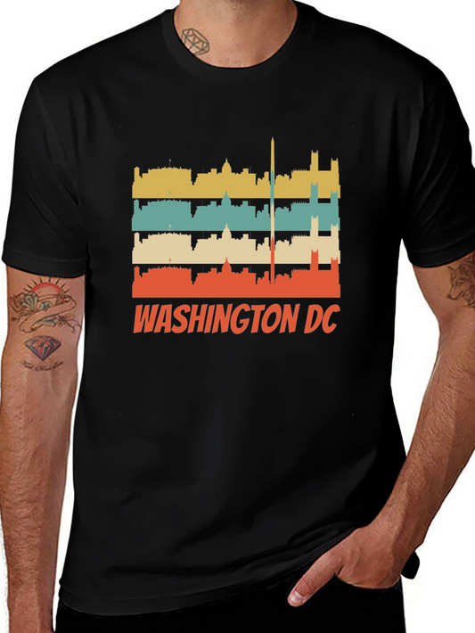 Retro Washington DC Skyline Black T-Shirt