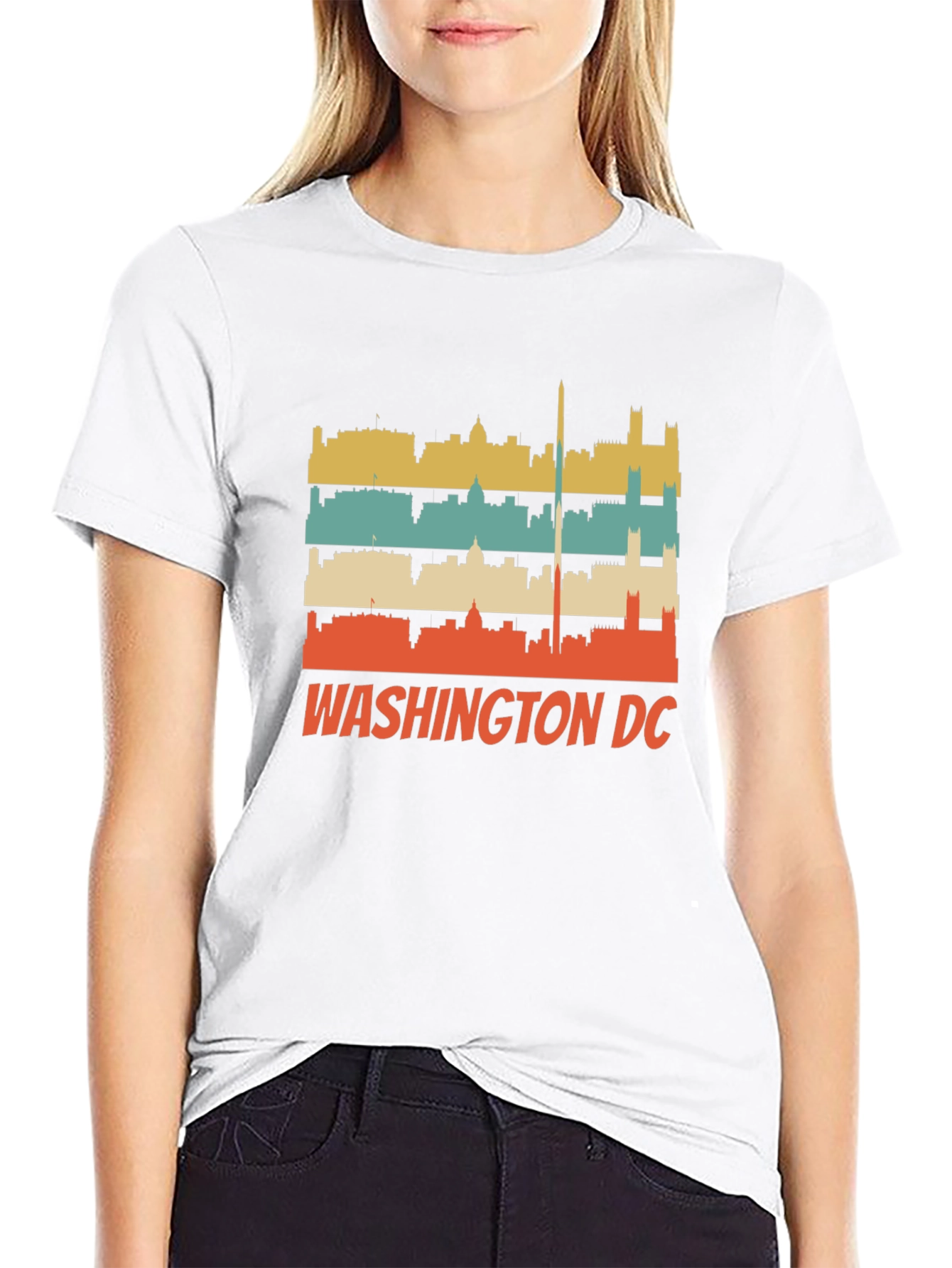 Retro Washington DC Skyline Black T-Shirt