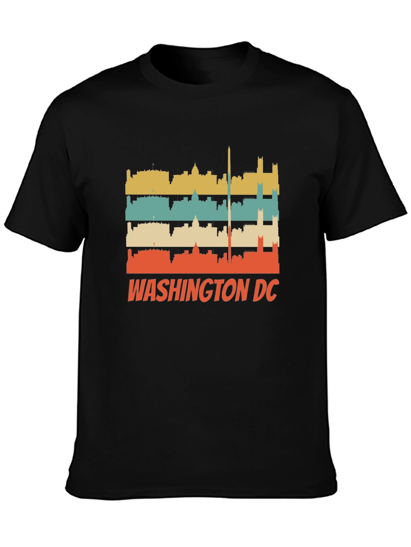 Retro Washington DC Skyline Black T-Shirt