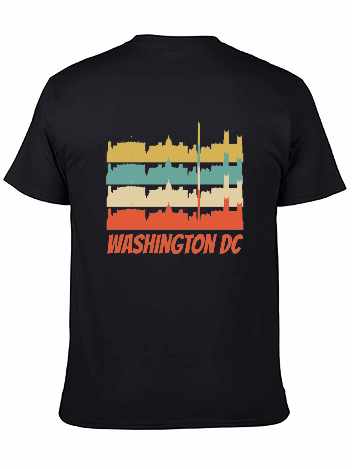 Retro Washington DC Skyline Black T-Shirt