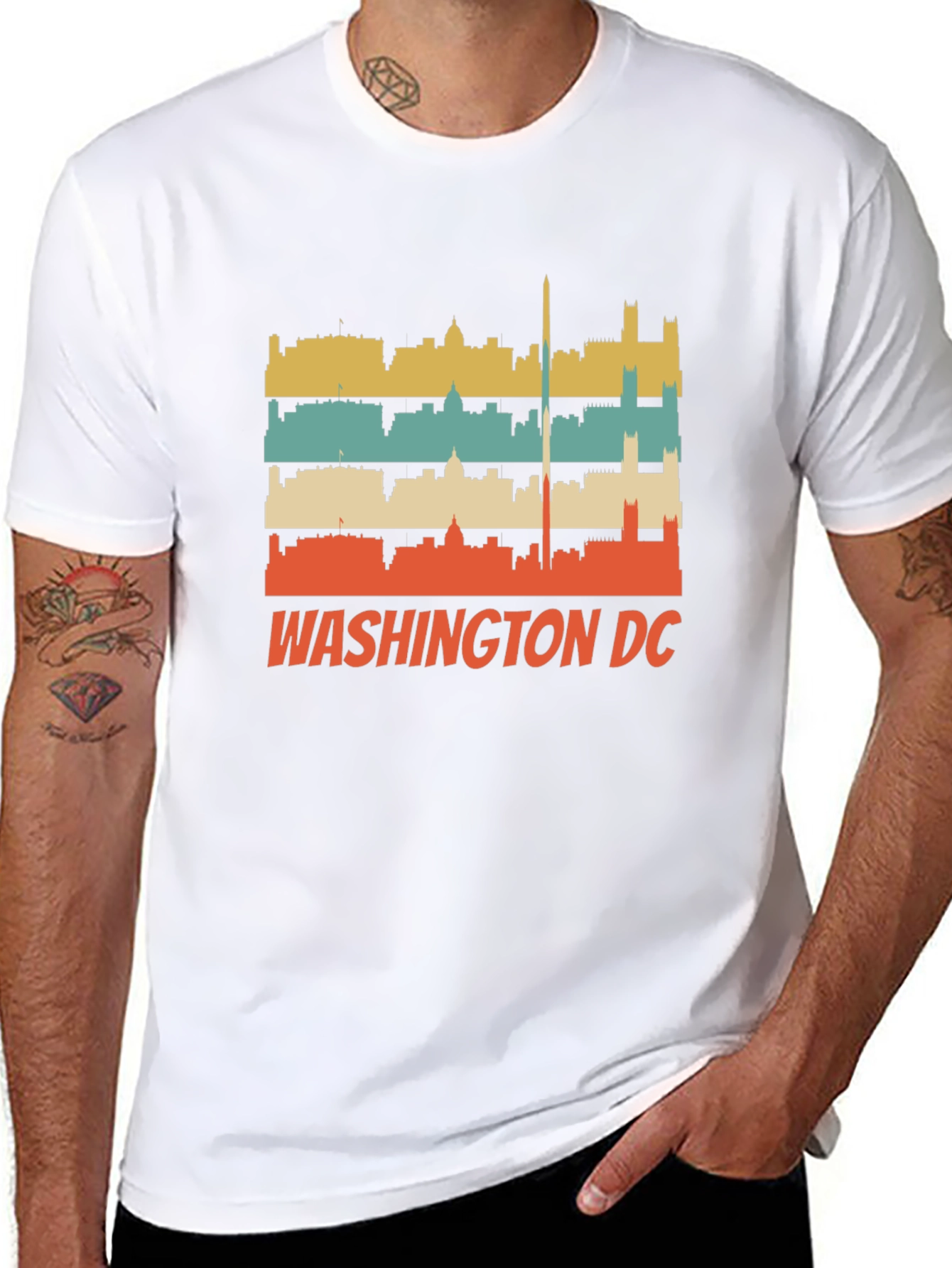 Retro Washington DC Skyline Black T-Shirt