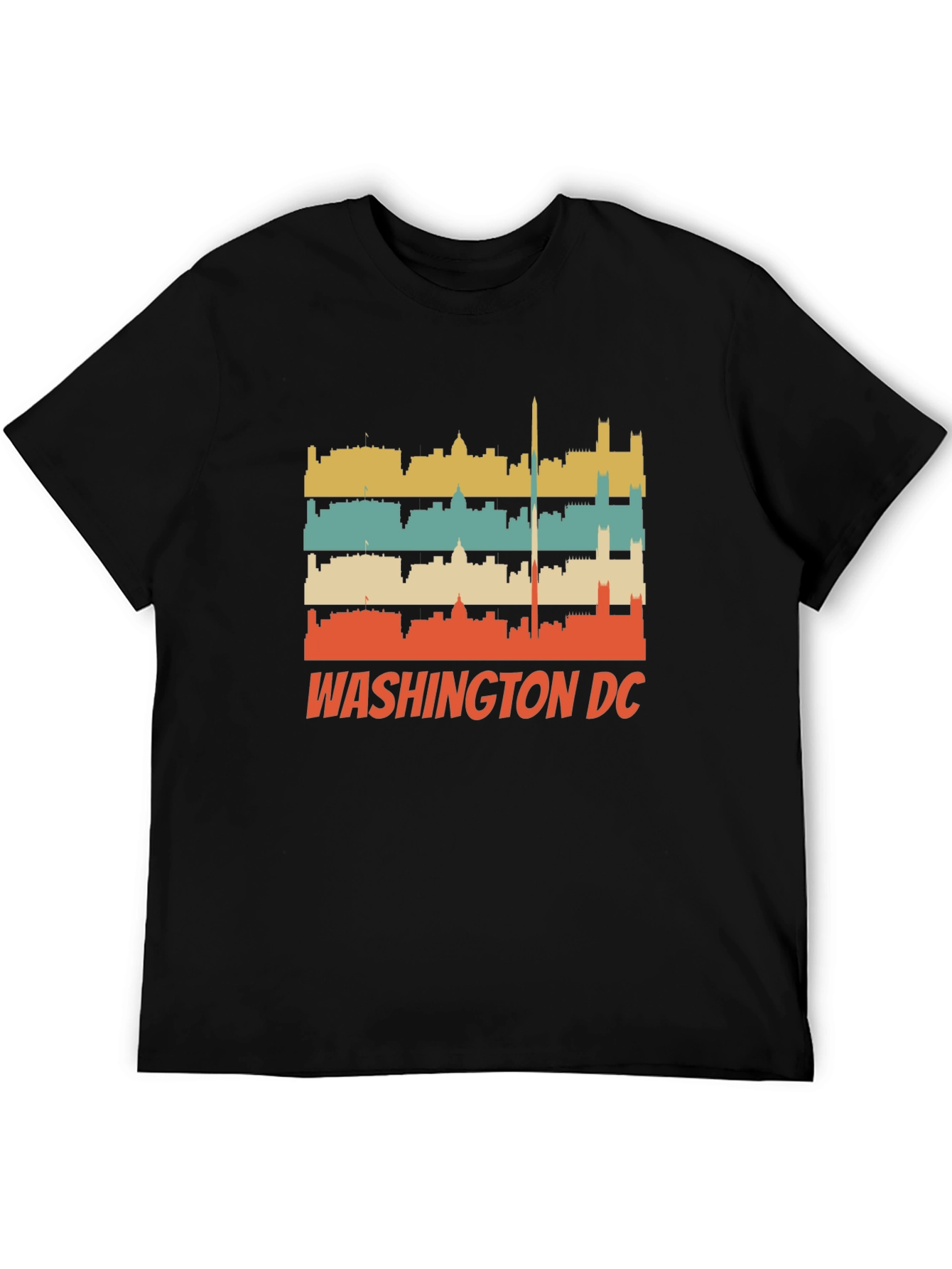Retro Washington DC Skyline Black T-Shirt