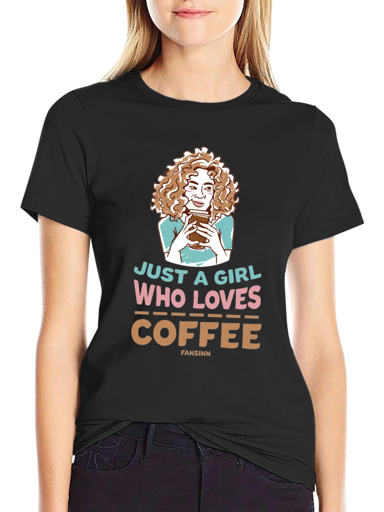 Just A Girl Who Loves Coffee Black T-Shirt