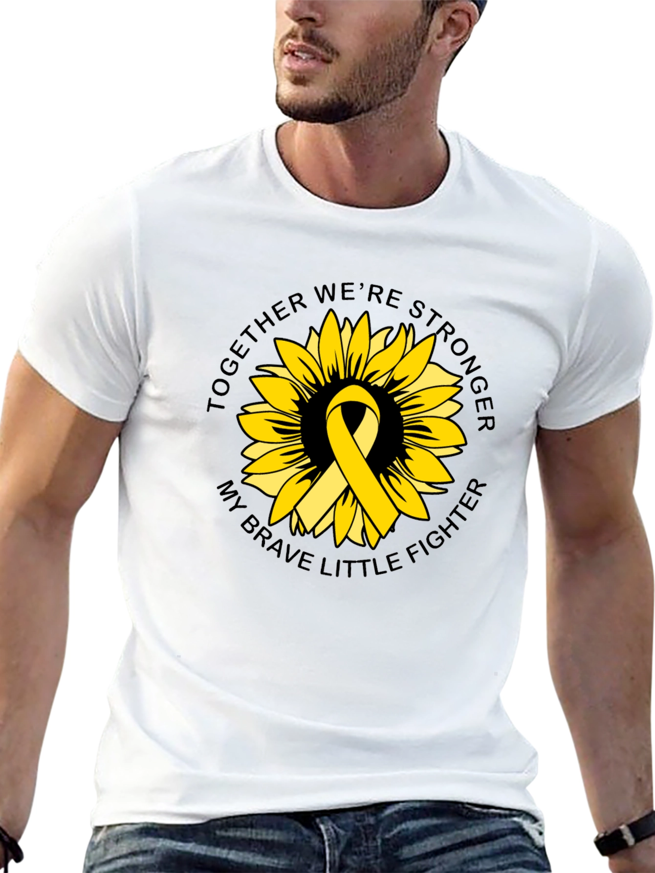Sunflower Ribbon Graphic T-Shirt - Brave Fighter