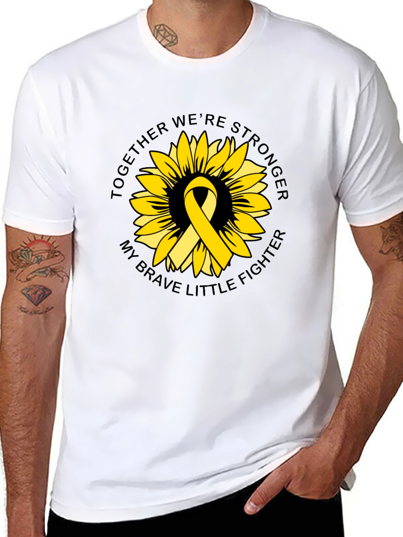 Sunflower Ribbon Graphic T-Shirt - Brave Fighter