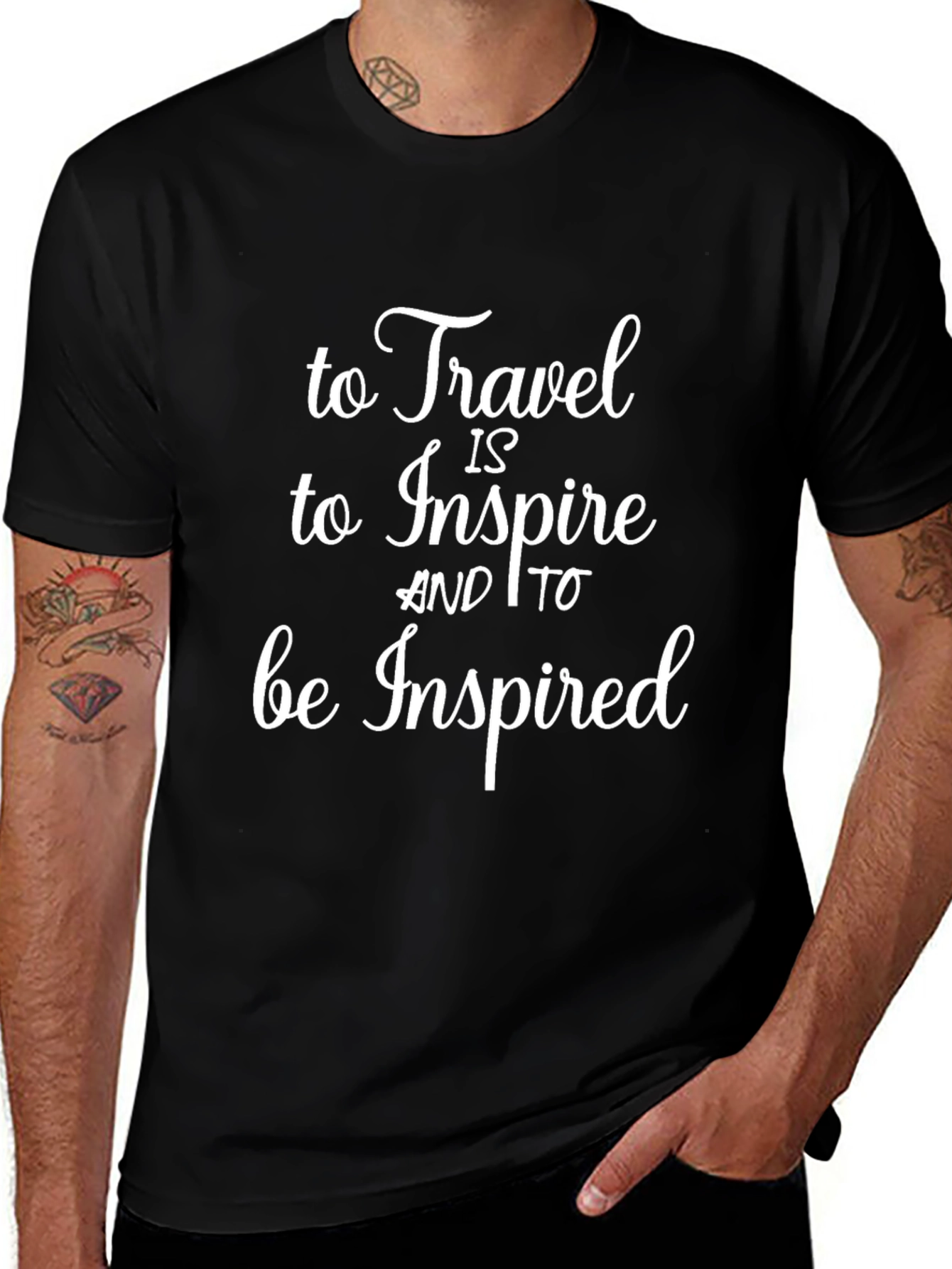 Inspiring Travel Graphic Tee - Black Cotton