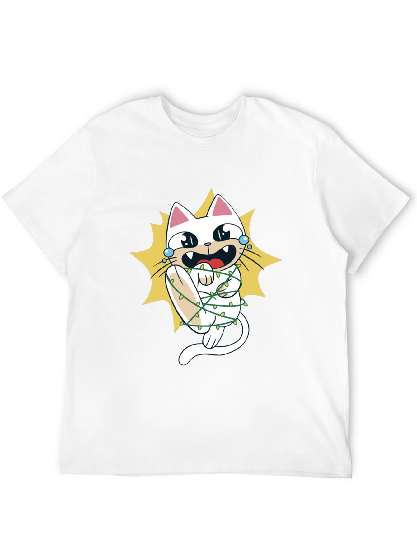 Cat in Christmas Lights Graphic Tee