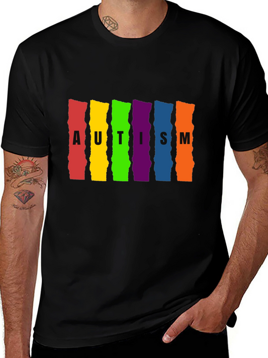 Autism Awareness Rainbow Striped T-Shirt