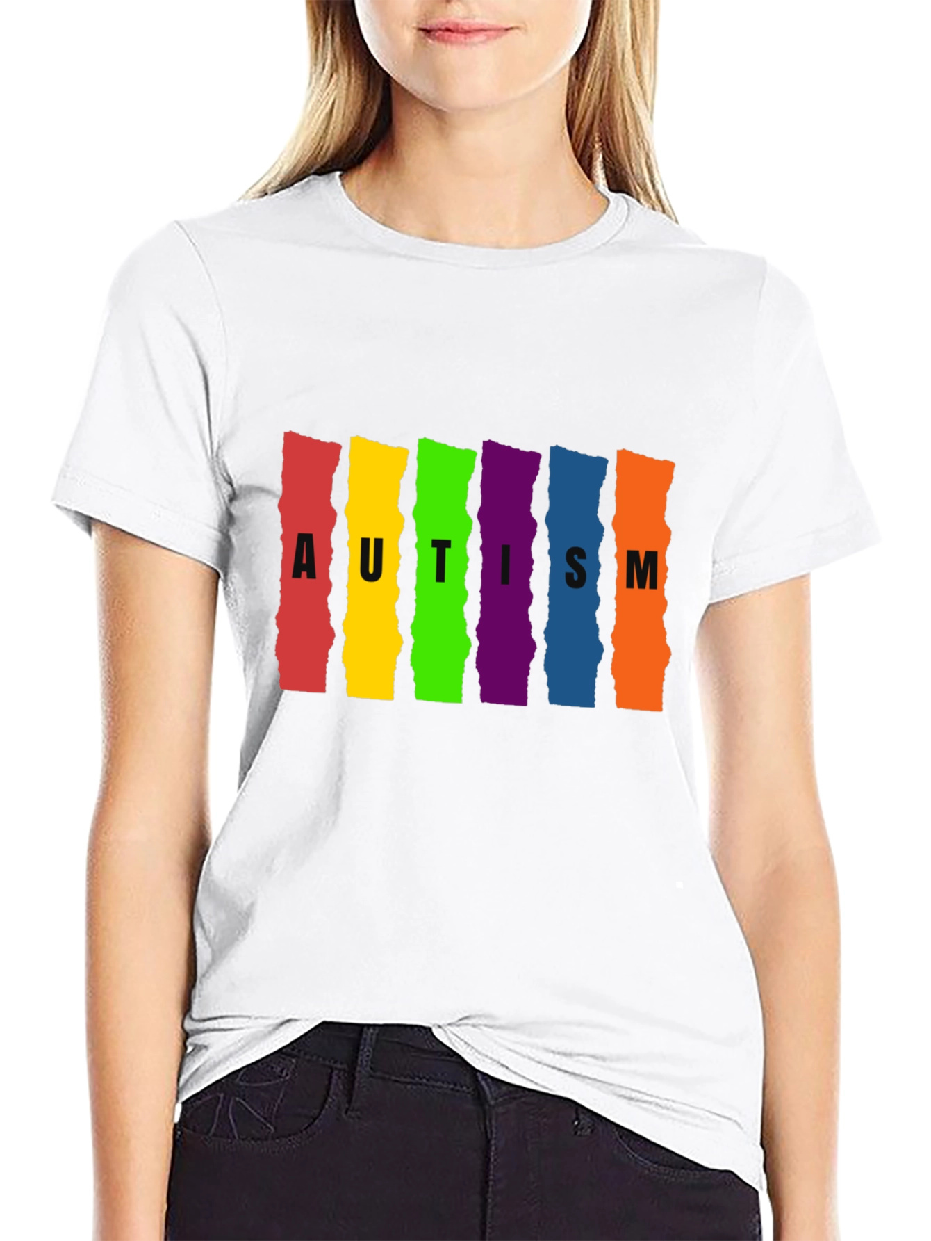 Autism Awareness Rainbow Striped T-Shirt
