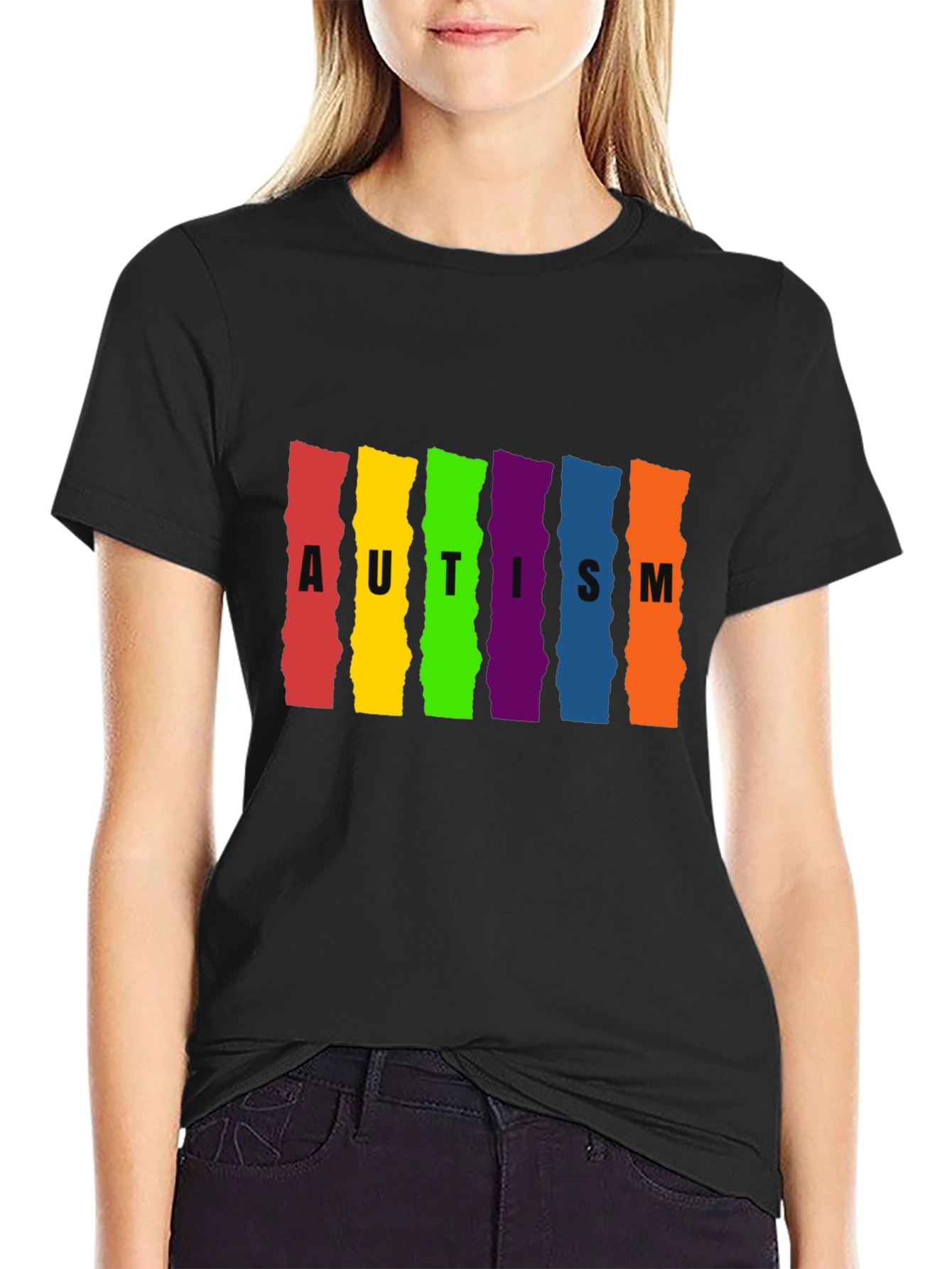Autism Awareness Rainbow Striped T-Shirt