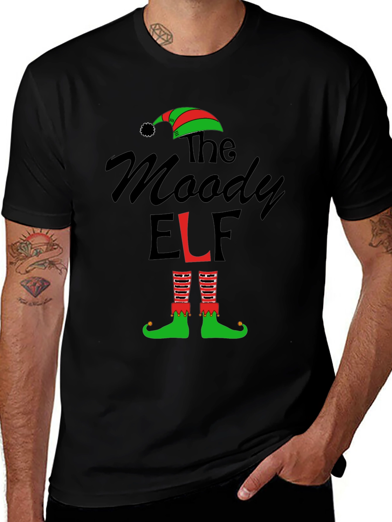 The Moody Elf Christmas Graphic T-Shirt
