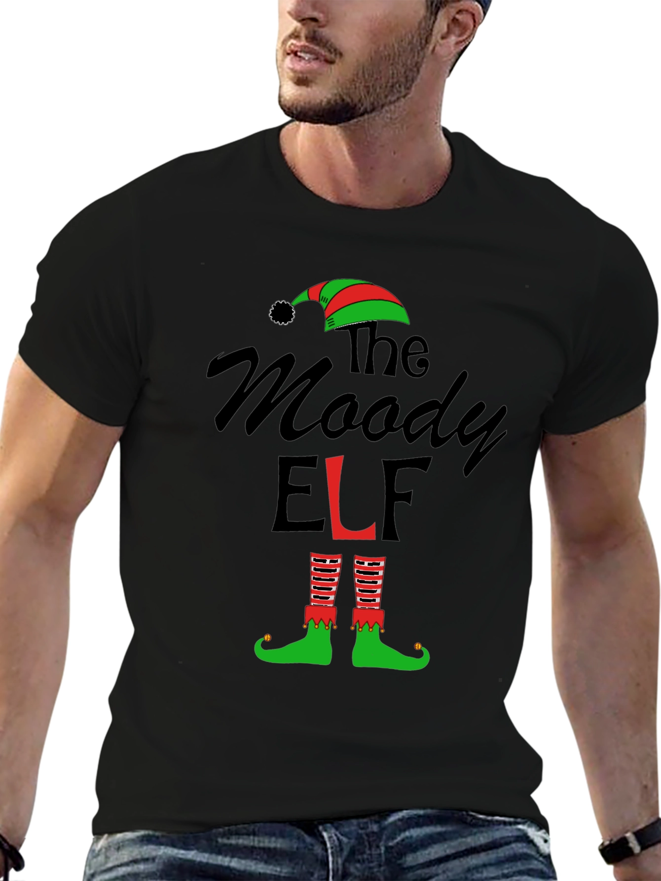 The Moody Elf Christmas Graphic T-Shirt