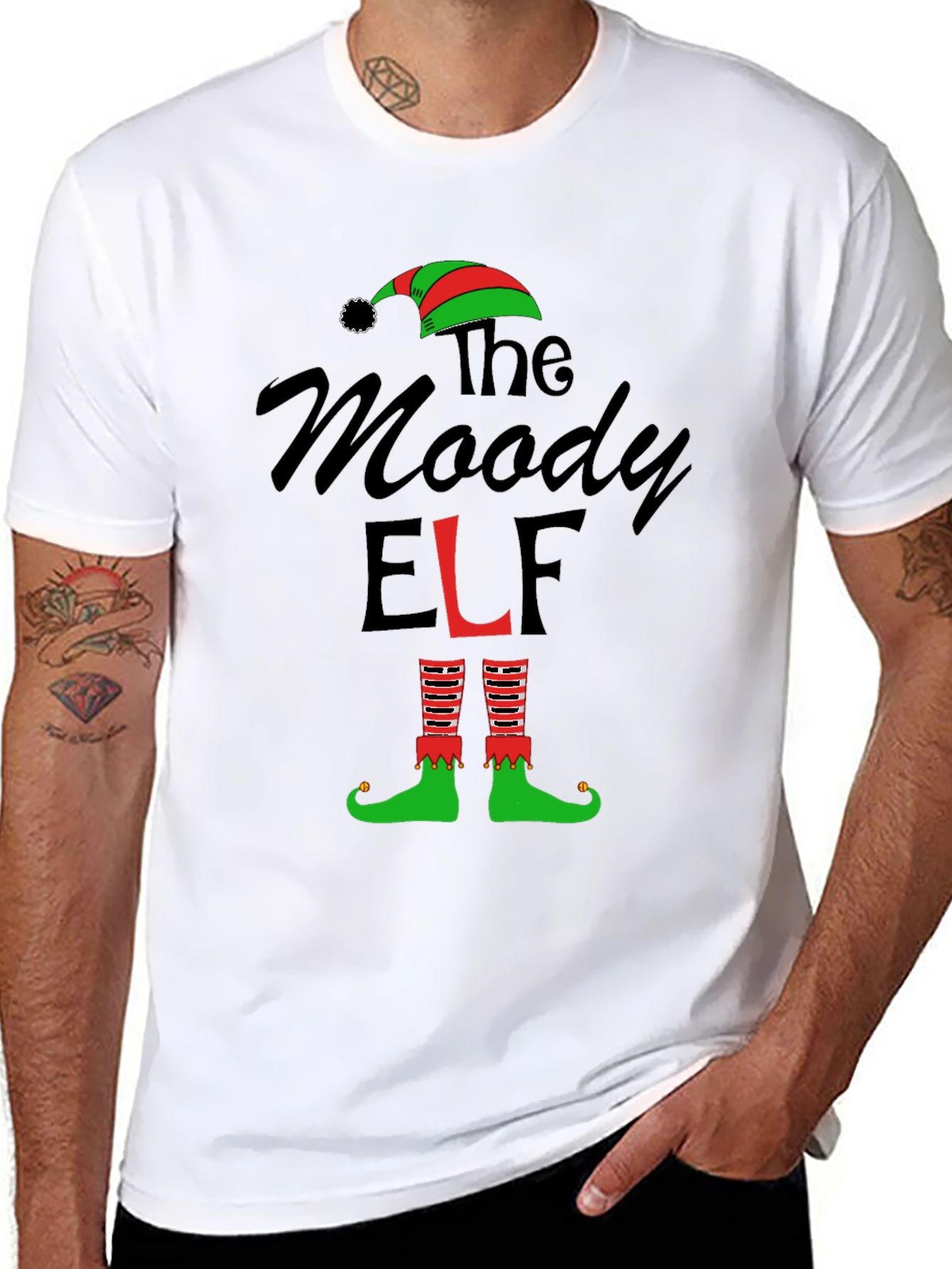 The Moody Elf Christmas Graphic T-Shirt