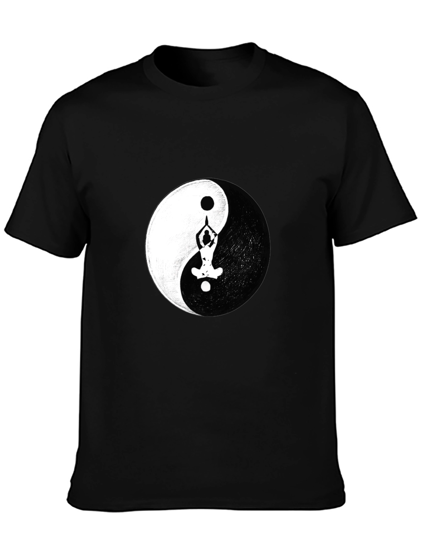 Yin Yang Yoga Pose Graphic Black T-Shirt