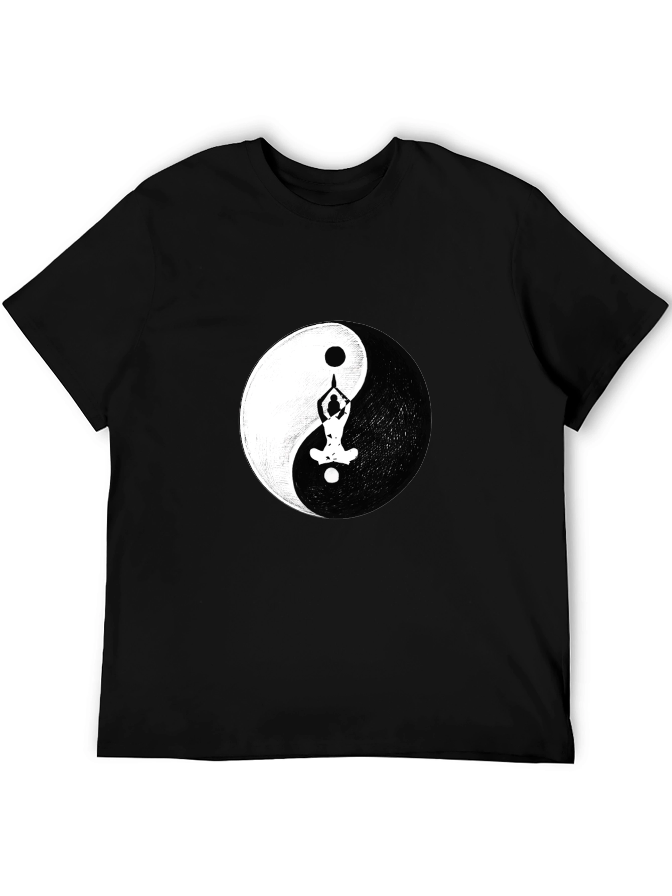 Yin Yang Yoga Pose Graphic Black T-Shirt