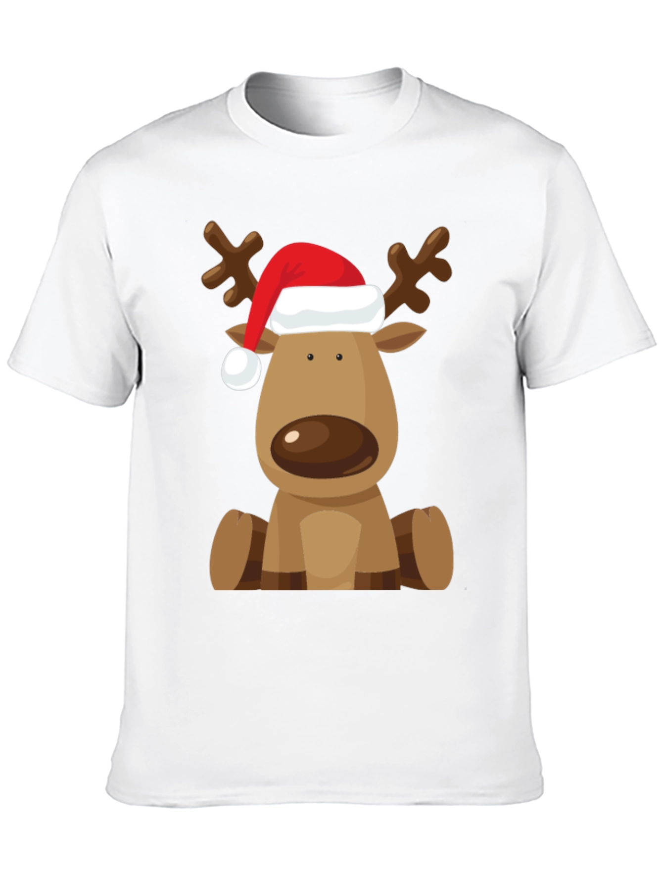Reindeer Santa Hat Black T-Shirt