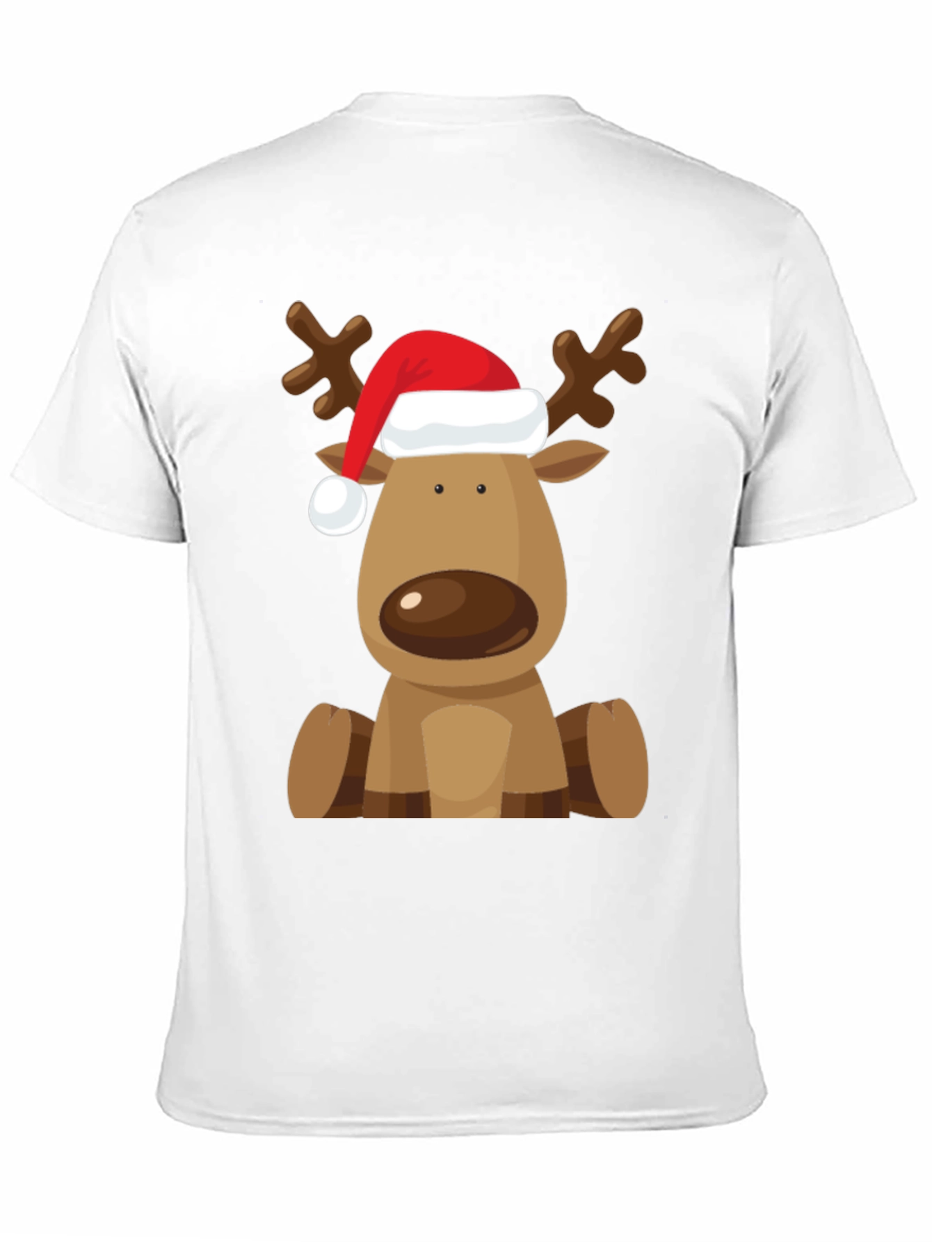 Reindeer Santa Hat Black T-Shirt