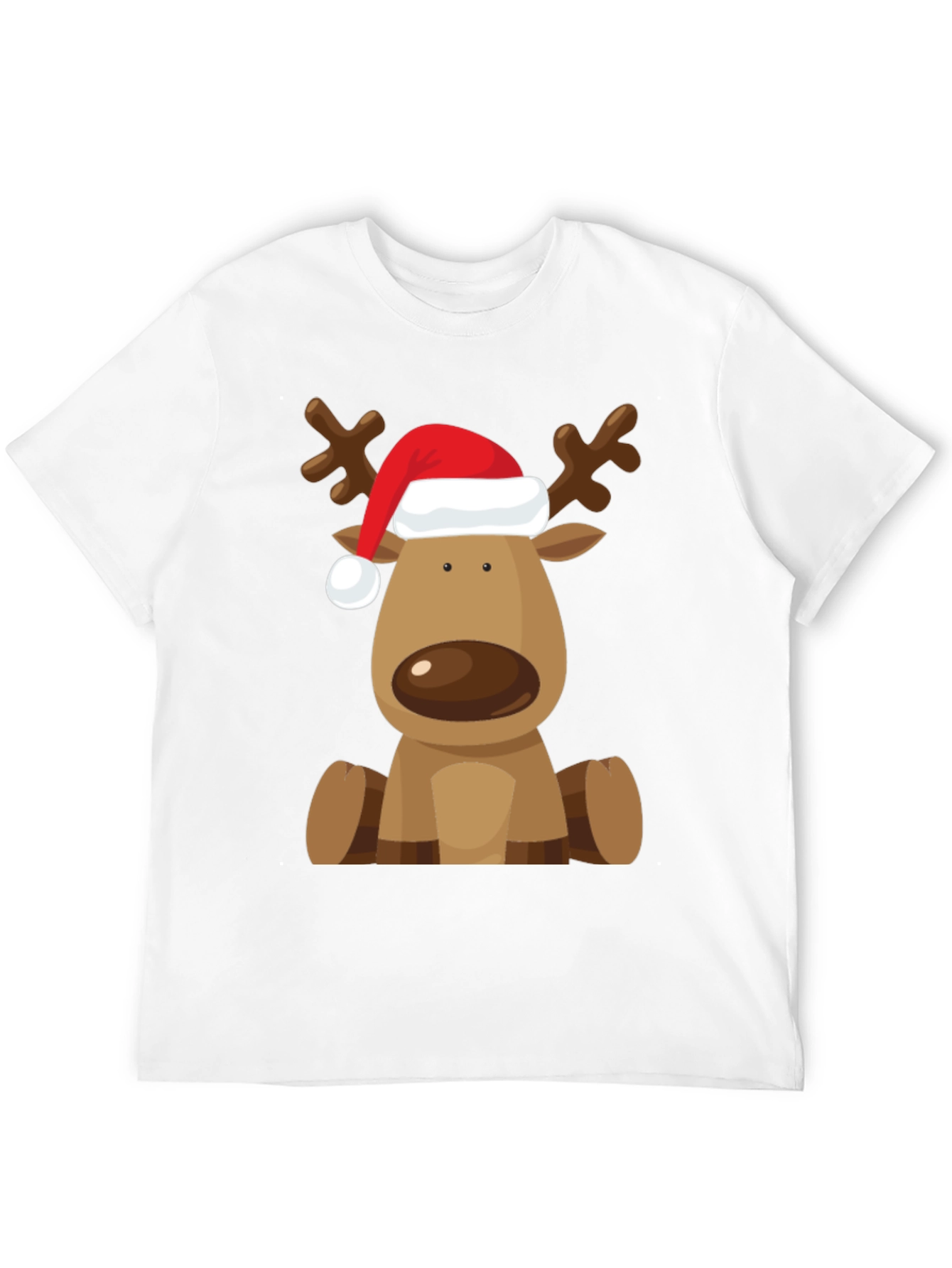 Reindeer Santa Hat Black T-Shirt