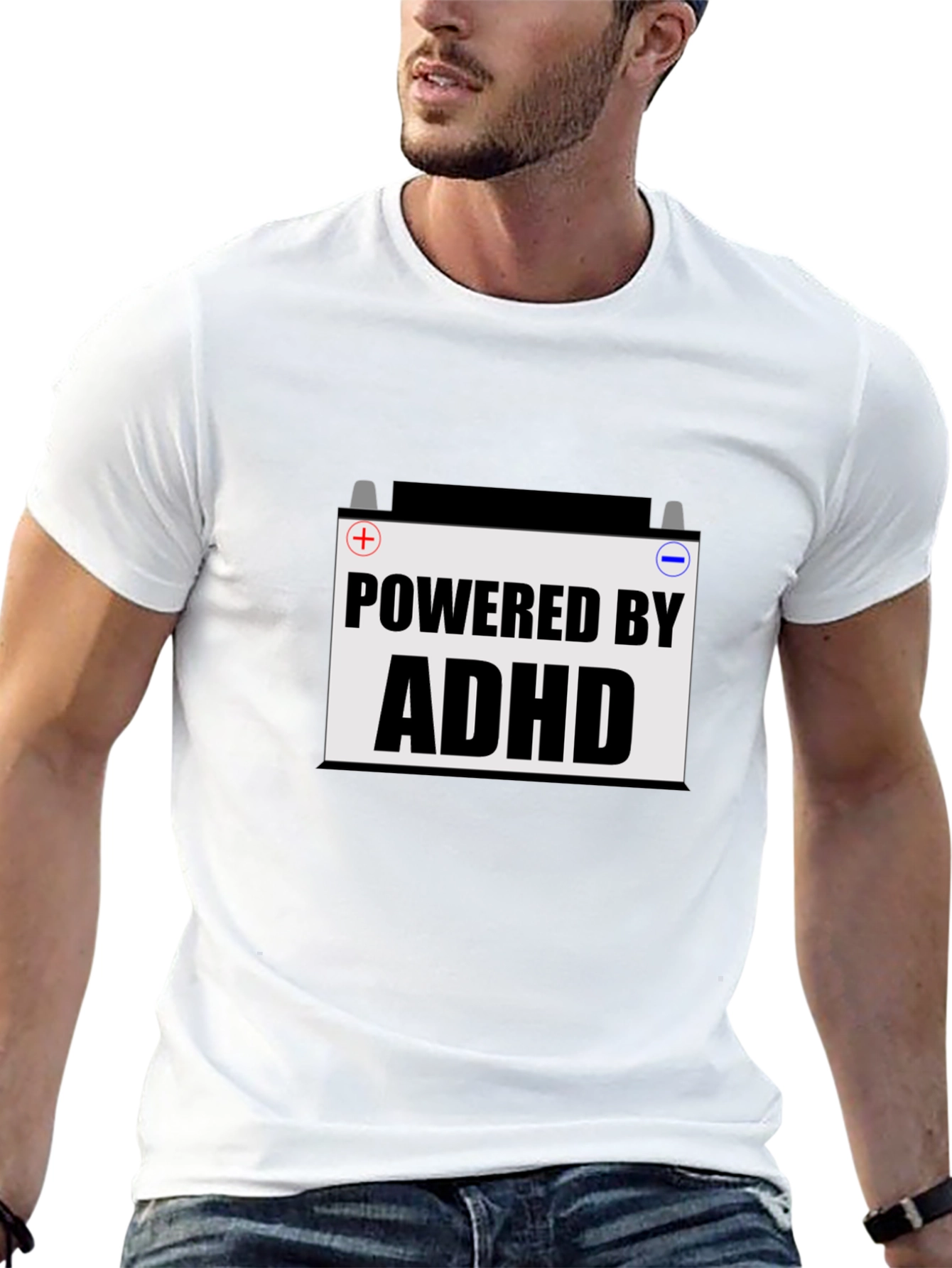 Powered by ADHD T-Shirt - Novelty Tee