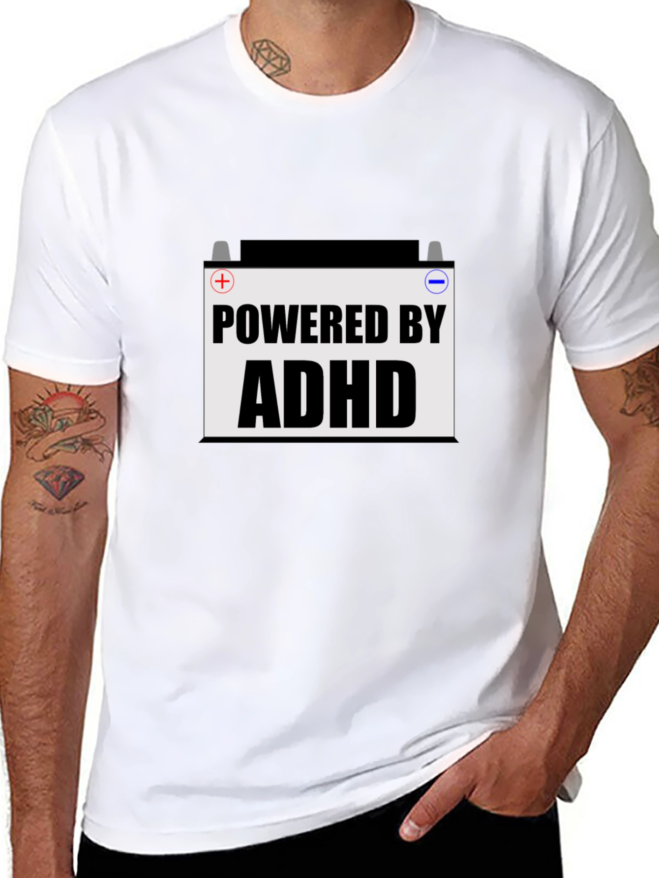 Powered by ADHD T-Shirt - Novelty Tee