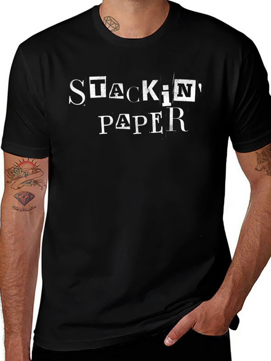 Stackin Paper Graphic Tee - Black Cotton Blend